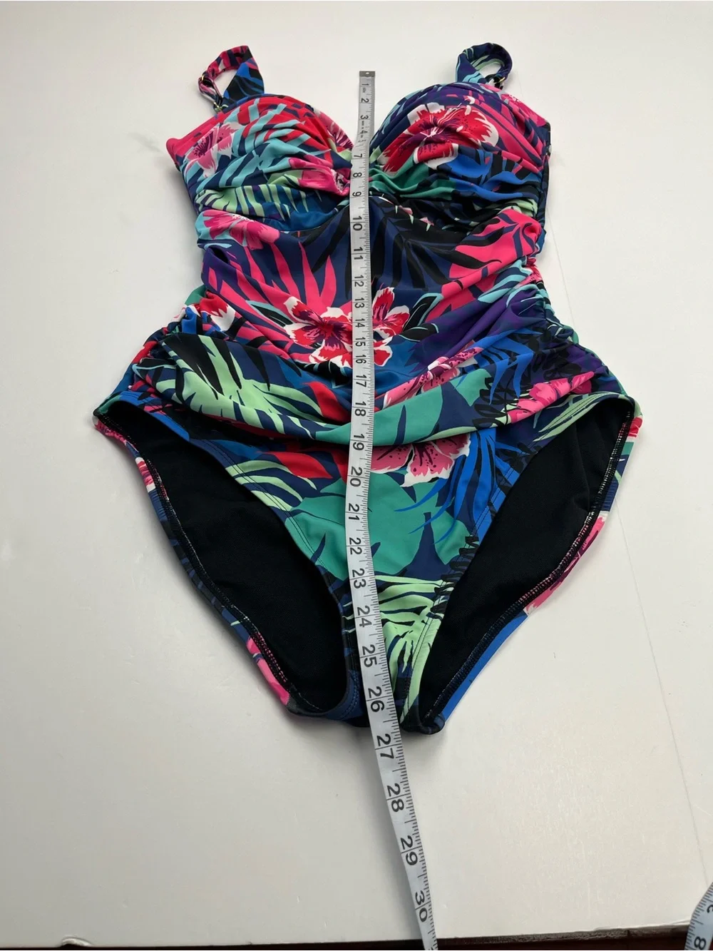 Bleu Rod Beattie Tropical Floral One-Piece Swimsuit Pink Blue Underwire Women 10